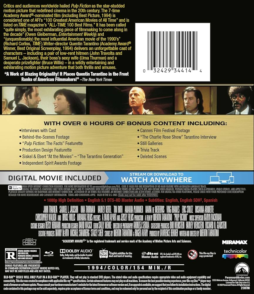 Amazon.com: Pulp Fiction : John Travolta, Tim Roth, Bruce