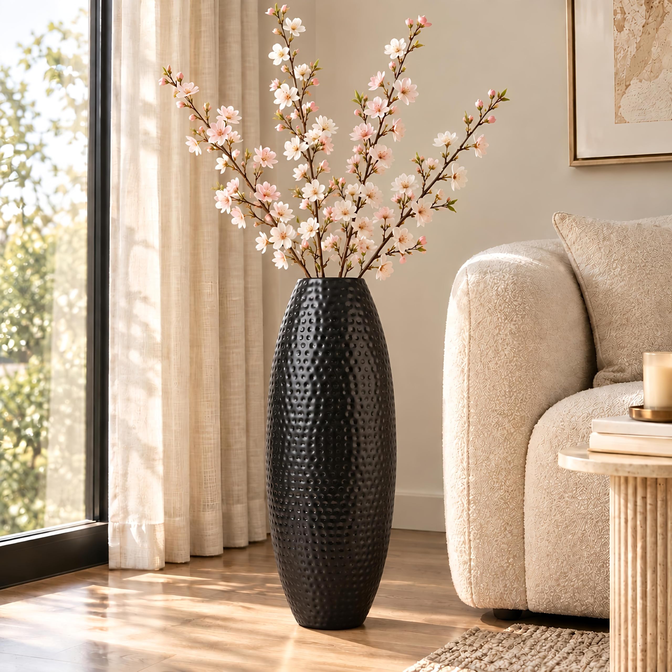 Hammered Gold Metal Flower Vase - 24 Inch -14