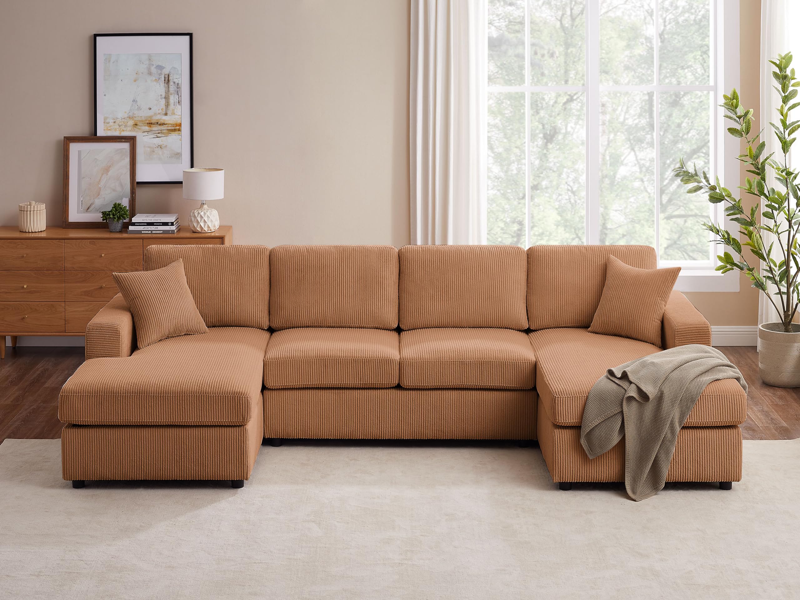 Amazon.com: VANOMi 118'' U Shaped Sectional Sofa Couch, Corduroy