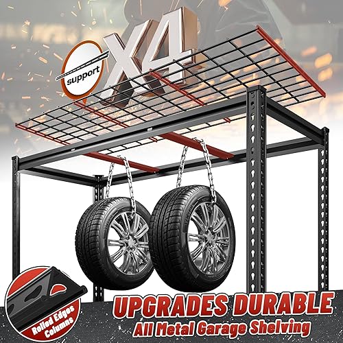 Miniatura 5 de REIBII Estantería de garaje de 3600 libras, estantes de 78 pulgadas de alto para almacenamiento de garaje, estantes de almacenamiento de metal,