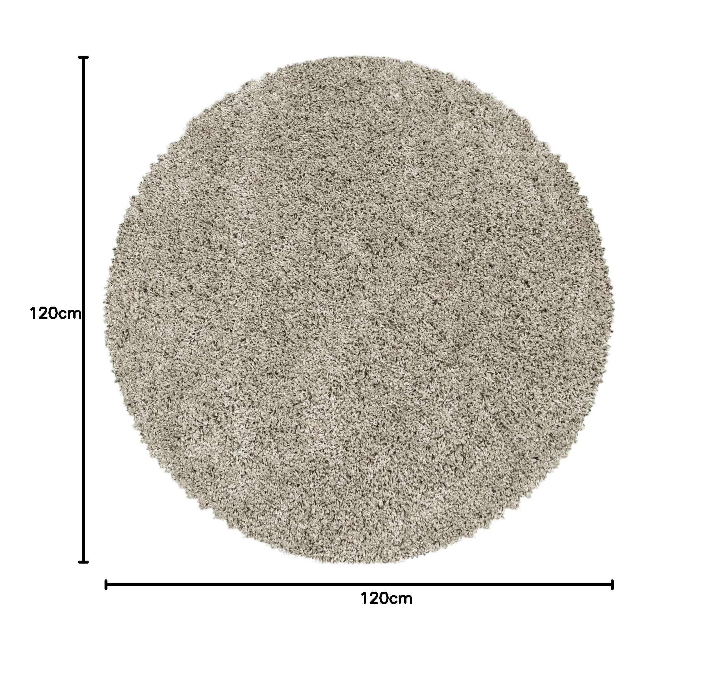 SIMPEX Alfombra Shaggy Redonda 120 cm Natural, Suave y esponjosa, Moderna Lisa, Ideal bajo Mesa Auxiliar