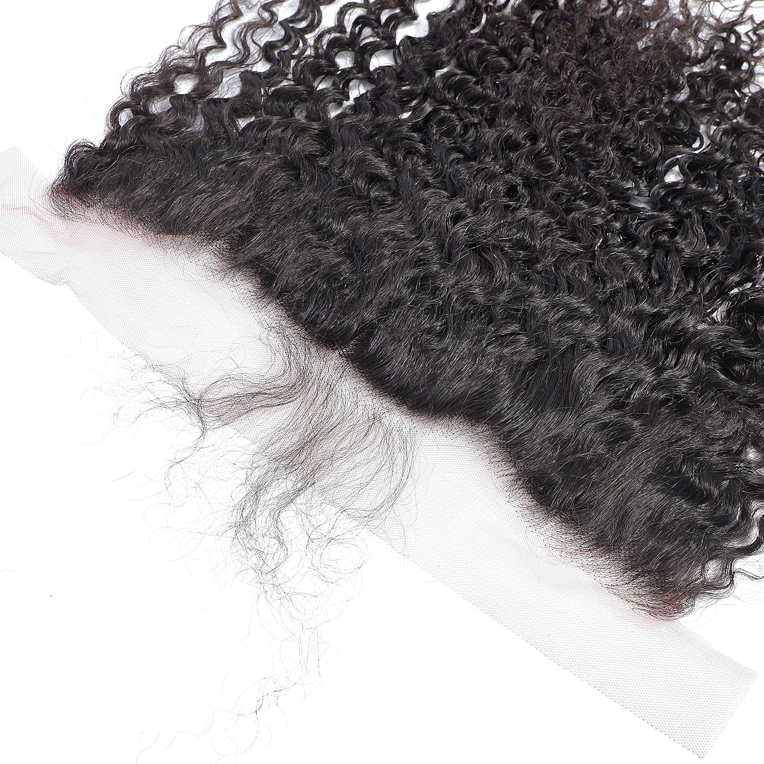 13x4 Lace Frontal Closure Deep Curly Regular HD Lace, 200% Density, 100% Brazilian Virgin Human Hair Ear to Ear HD Lace Frontal Pre Plucked with Baby Hair Natural Black Color 16 Inch