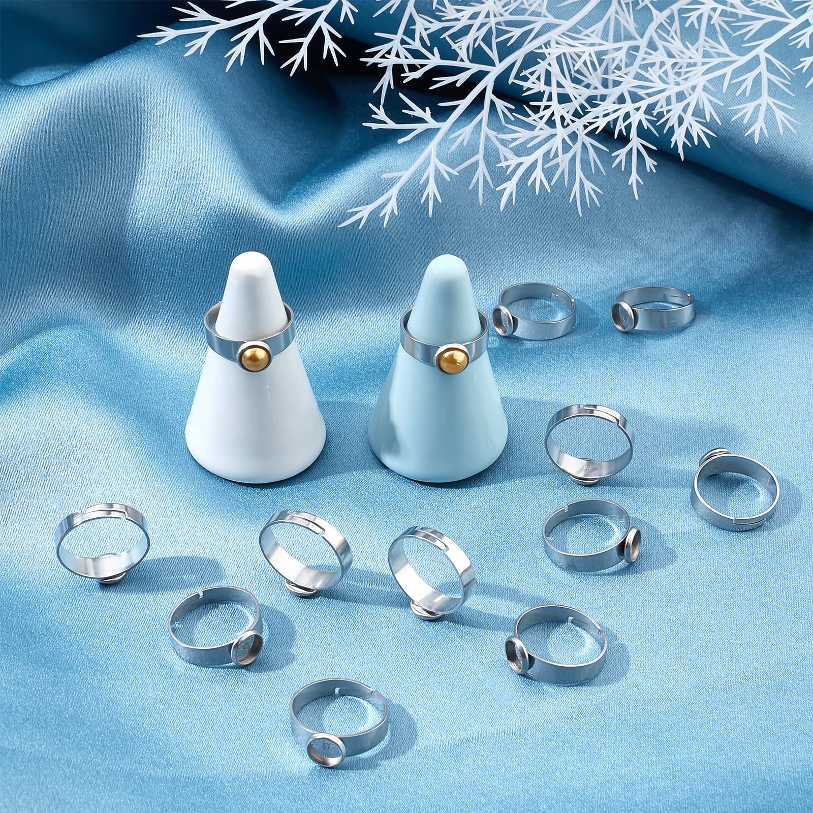 Beebeecraft 1 Boîte De 20 Cabochons Vierges En Argent Sterling Avec Lunette Ronde Plate De 10 Mm Et 20 écrous D'oreille Pour La Fabrication De Bijoux Et De Boucles D'oreilles Pendantes