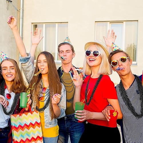 Miniatura 6 de Collar de cuentas, 100 piezas de collares de cuentas negras de Halloween, accesorios de regalo, collar de cuentas de Mardi Gras de 33 pulgadas,