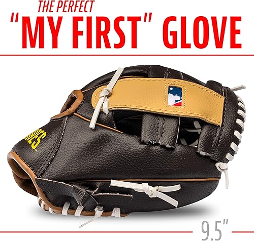 Vista 101 de Franklin Sports MLB Youth Teeball Glove and Ball Set - Kids Baseball and Teeball - Perfect First Kids Glove - 9.5" Naranja/Negro