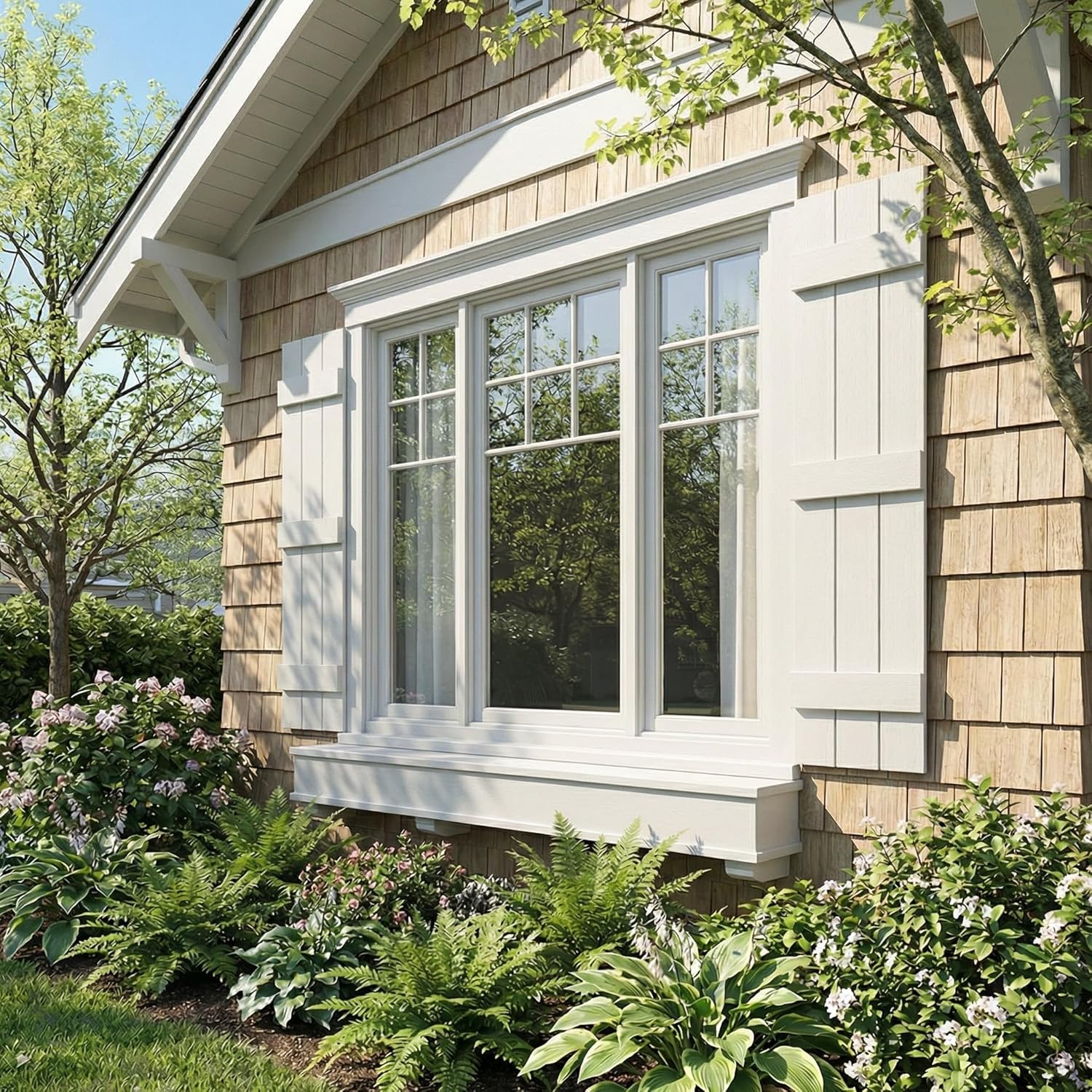 14"W x 55"H EverColor Joined Board-n-Batten Exterior Viny Shutters, w/Installation Shutter-Lok's & Matching Screws (Per Pair), White