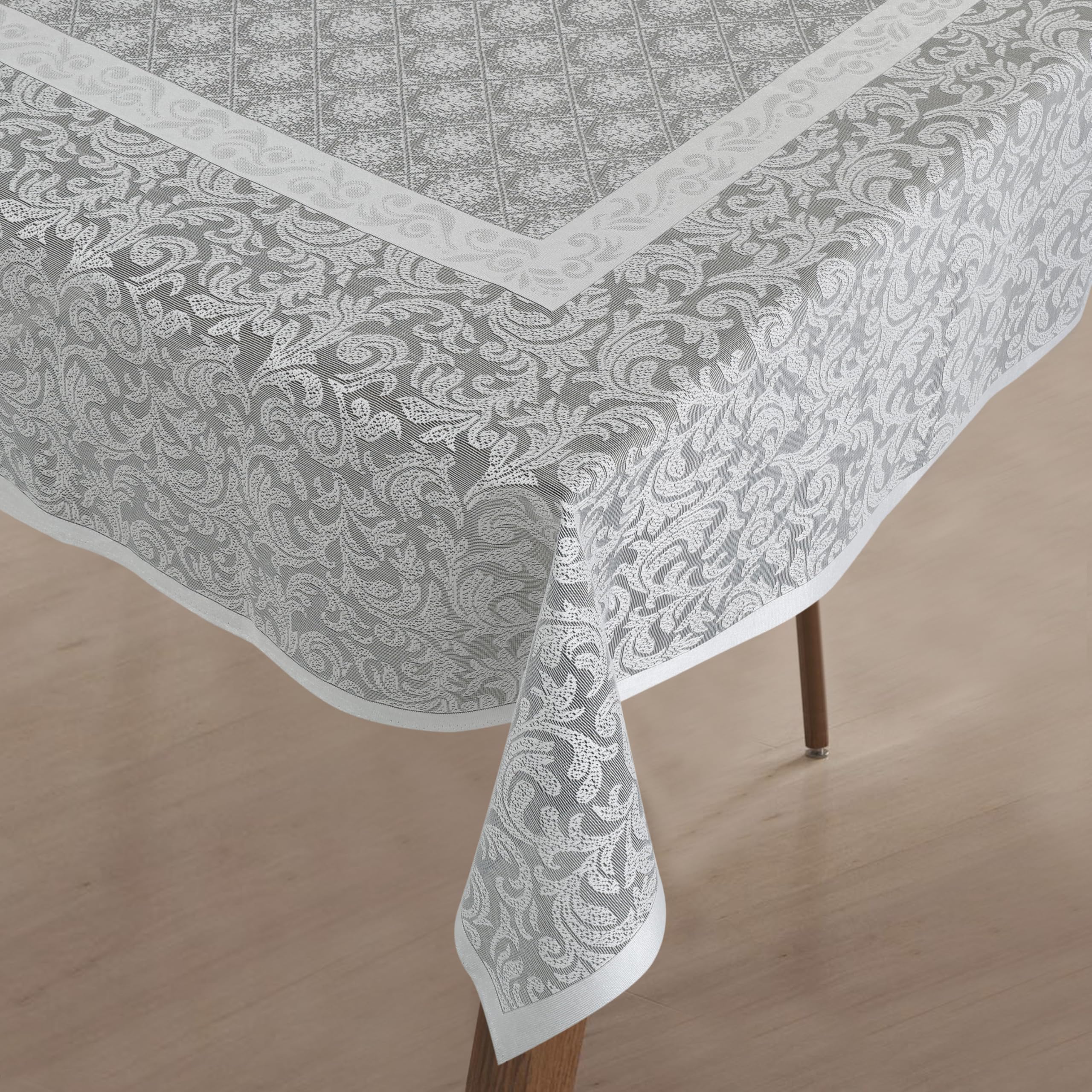 Homerz Premium Center Table Cloth, Cotton Table Linen, Royal and Durable Cover (BRT S6 Black Silver, 40x60 inch- Center Table)
