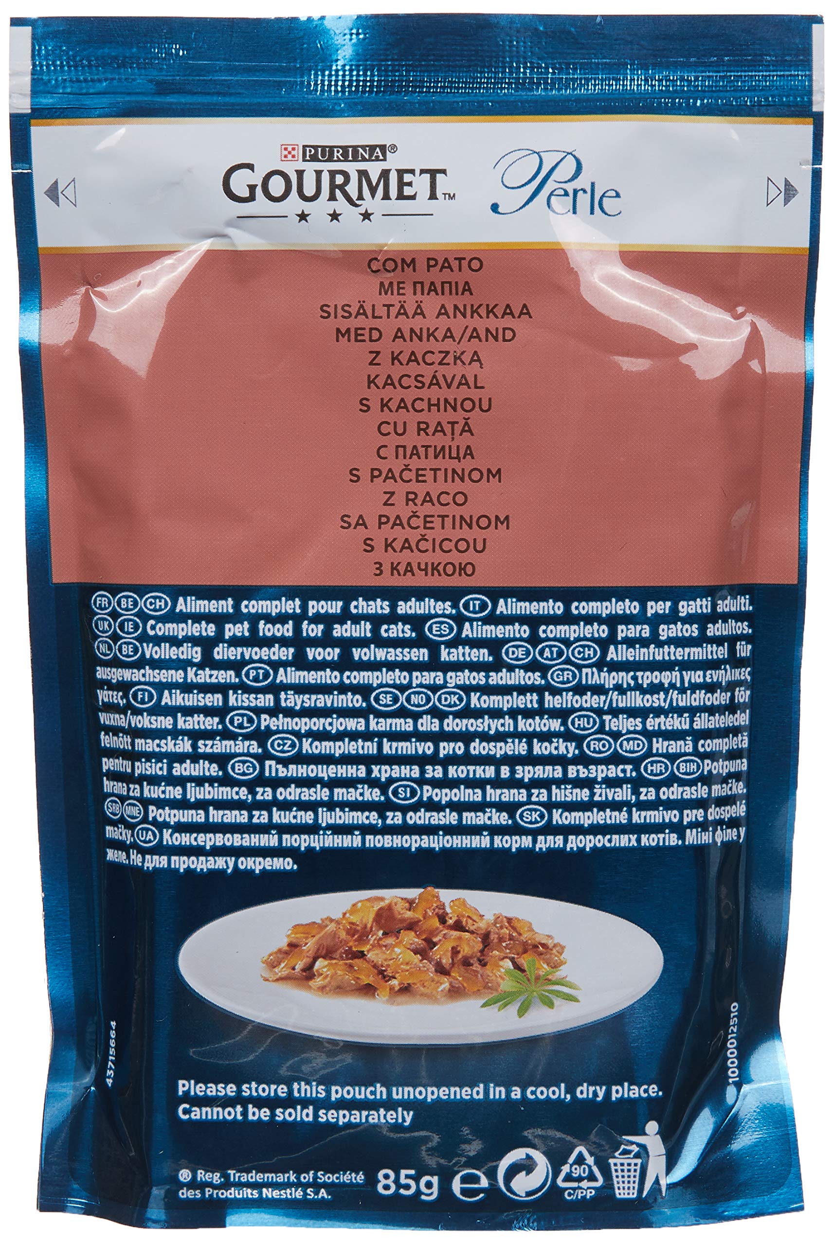 Purina Gourmet Minifiletes, Comida húmeda para Gatos en gelatina, 96 bolsitas de Comida húmeda para Gatos, variedades, 12 Unidades (12 x 8 Bolsas de 85 g)