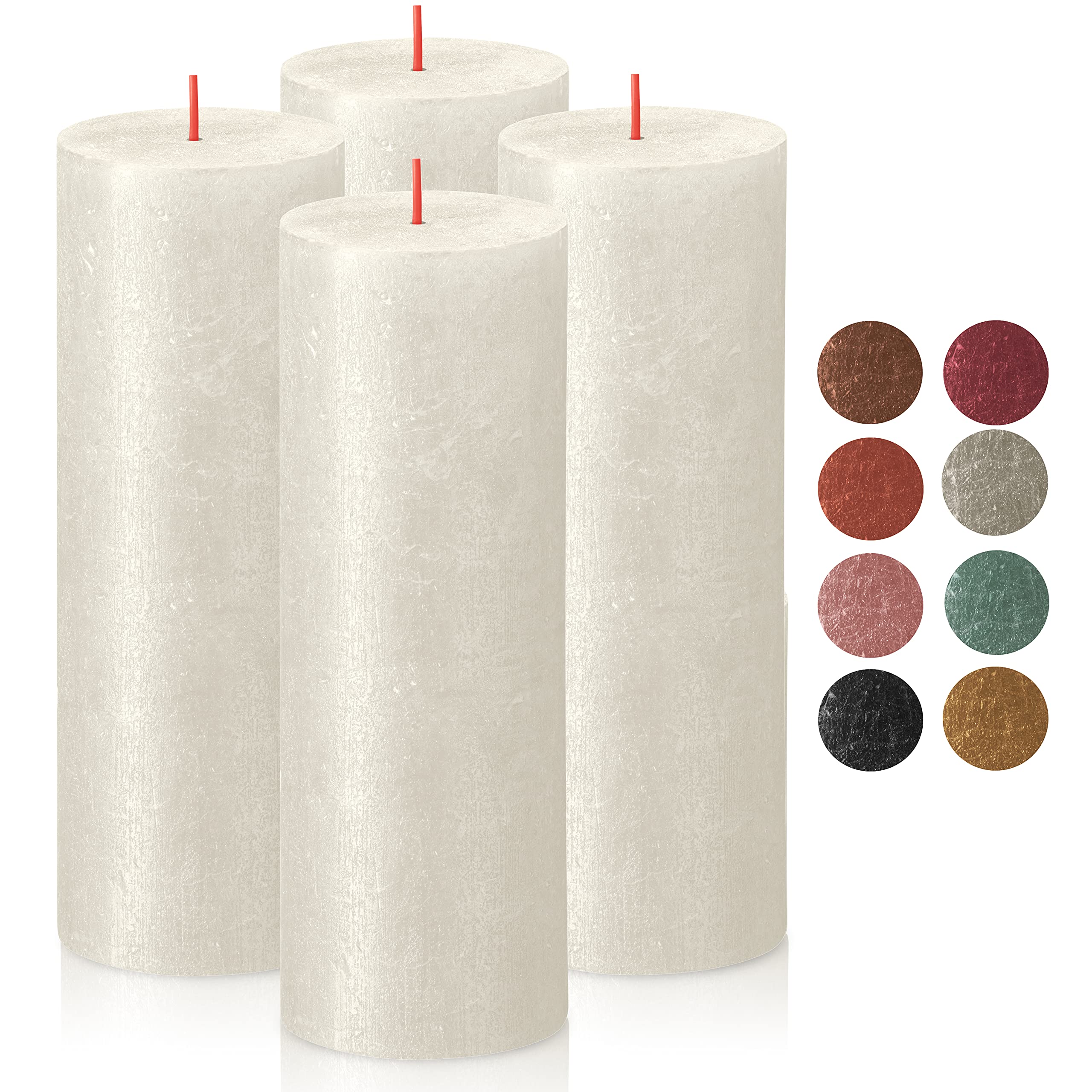 BOLSIUS Ivory Shimmer Metallic Pillar Candles 4 Pack - 2.75 X 7.5 Inches - Premium European Quality - Includes Natural Plant-Based Wax - Unscented Dripless Smokeless 85 Hour Party Décor Candles