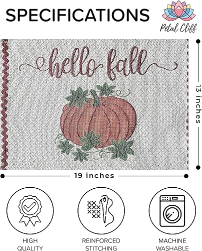 Miniatura 9 de Juego de 4, corona de hojas de otoño de cosecha con tapiz de Acción de Gracias, manteles individuales para cocina, mesa de comedor, fácil de