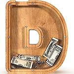 Sulevalt 12 Extra Large Wooden Letter Piggy Banks - Piggy Banks for Boys Girls Kids, Alphabet Money Banks with Initial D - Coin Banknote Bank Birthday/Christmas for Kids