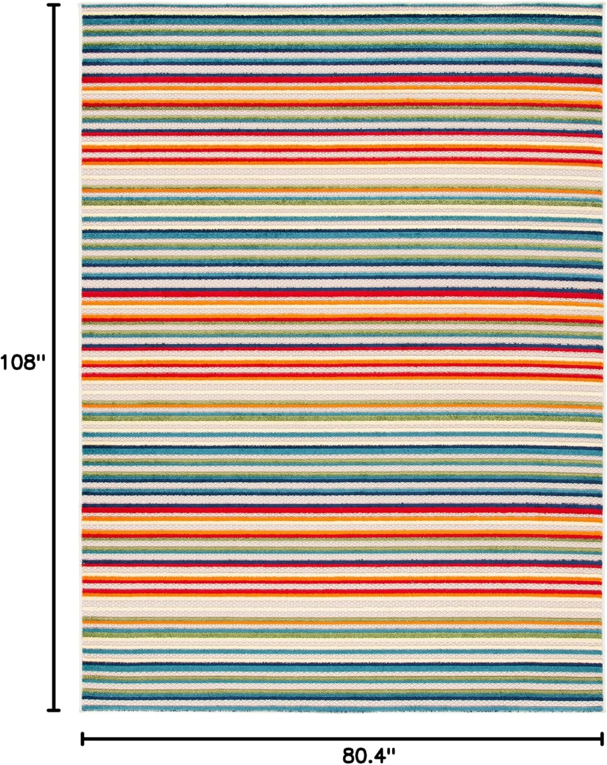 SAFAVIEH Cabana Collection 6'7" x 9' Ivory/Green CBN323A Stripe Indoor/ Outdoor Non-Shedding Easy-Cleaning Patio Backyard Porch Deck Mudroom Area-Rug