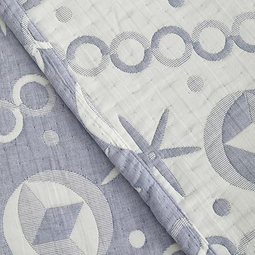 Miniatura 5 de NTBAY Manta de muselina de algodón de 3 capas de gran tamaño, 45 x 60 pulgadas, manta reversible de jacquard para guardería, súper suave y térmica