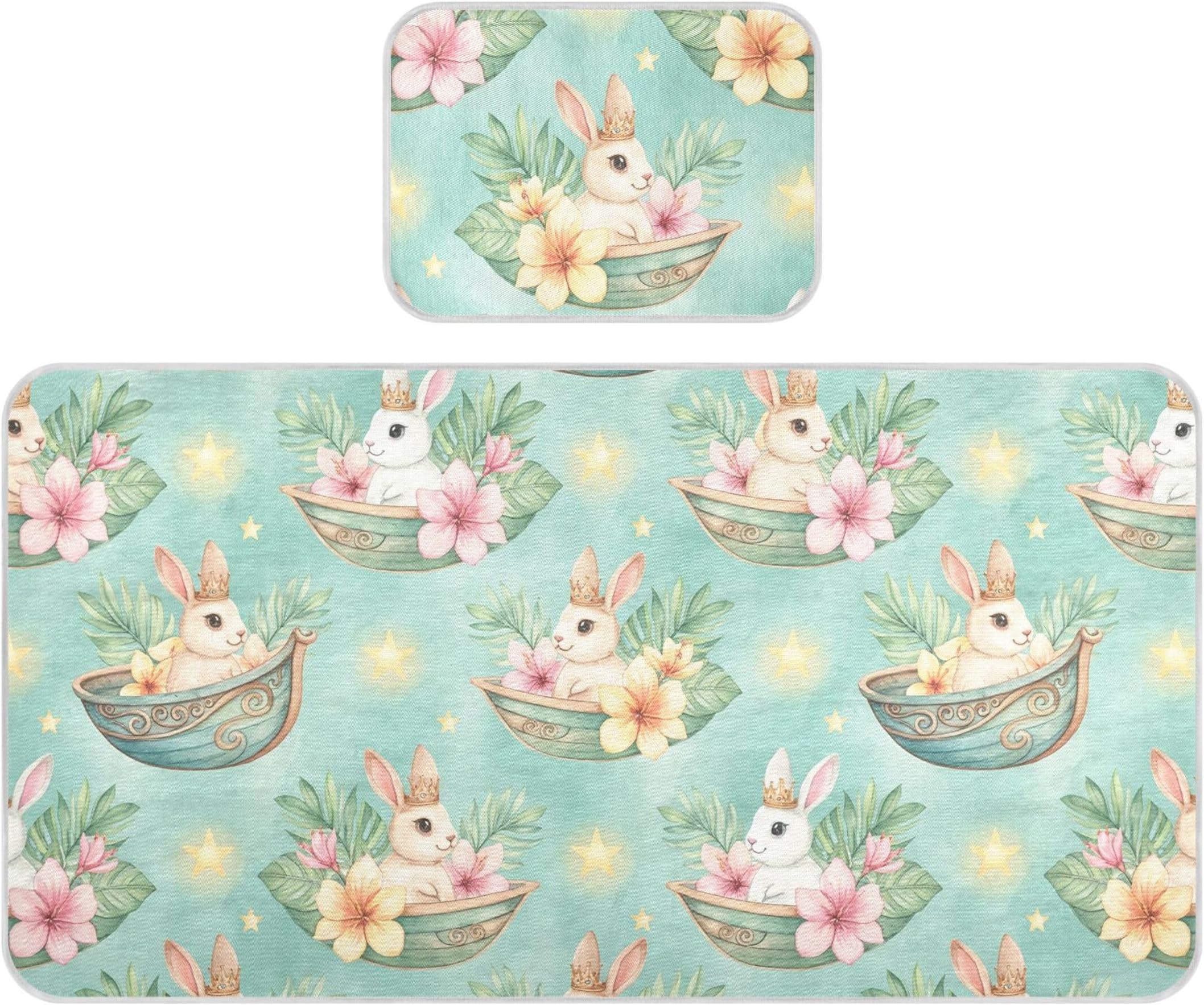 Burbuja Baby Cooling Mat Bunny Bed Pad Ice Silk Cool Mat for Crib Mattress, Sleeping Pad with Pillowcase for Girl Boy, 28x52 in