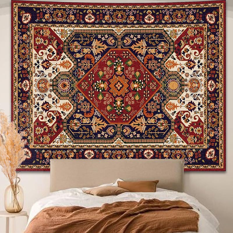 Apdidl Boho Hippie Wall Tapestry for Bedroom, Mandala Indian Tapestries | Bohemian Floral Hippiy Tapestries Art Decor Aesthetic, Vintage Orange Cool Vertical Wall Hanging for Living Room 51" X 60"