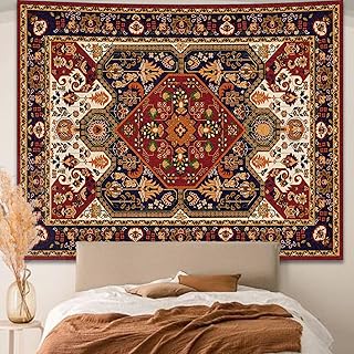 Apdidl Boho Hippie Wall Tapestry for Bedroom Aesthetic, Mandala Indian Bohemian Tapestries Art Decor, Vintage Orange Floral Cool Vertical Wall Hanging for Living Room Dorm 51" X 60"