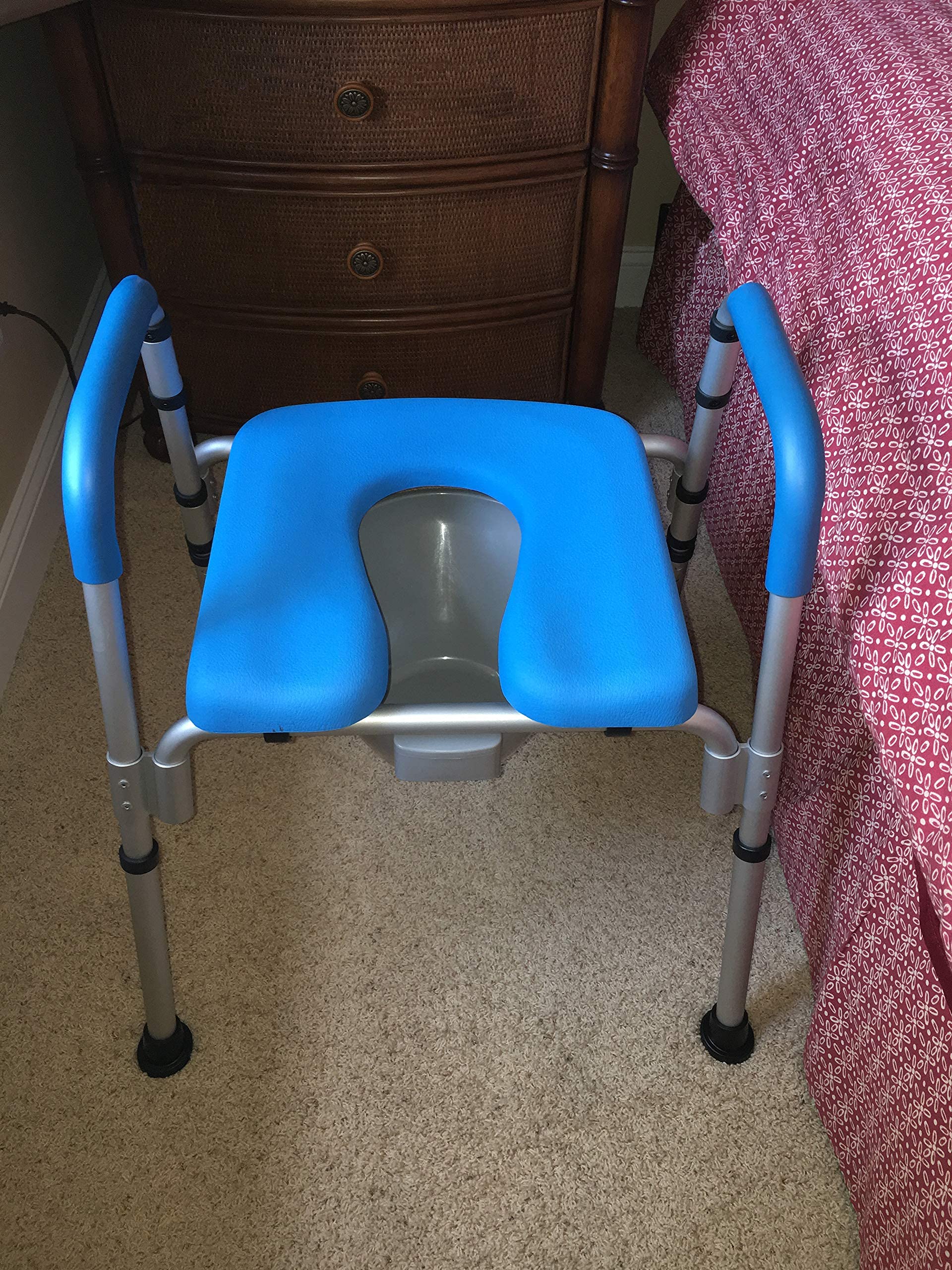 Ultimate Raised Toilet Seat with Handles, Padded, Armrests, Adjustable Height, Premium Elevated Toilet Seat for Elderly Bathroom Safety with Arms, Standard and Elongated Toilets, Blue