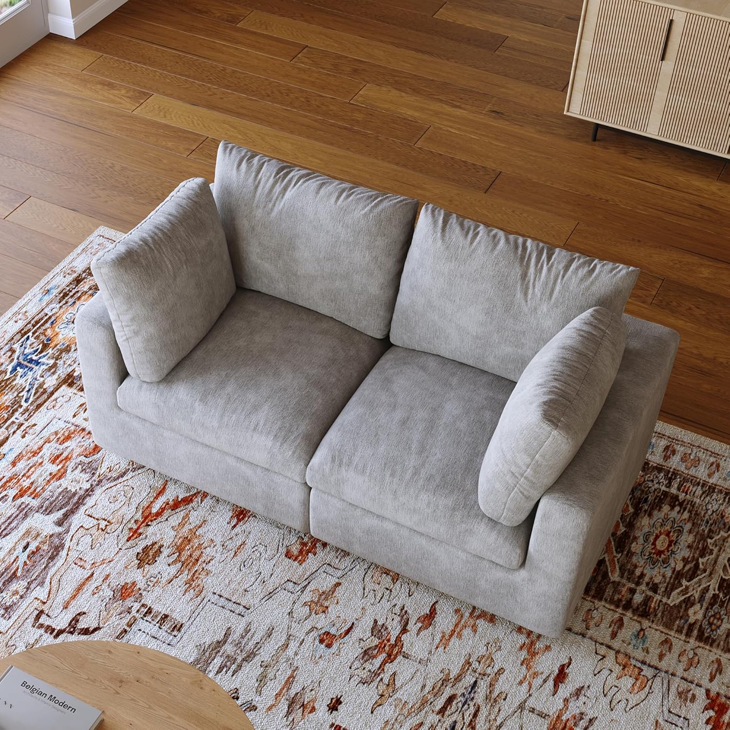 67" Loveseat Sofa, Cloud Modular Sectional Sofa, Cushion Covers Washable&Replaceable, Modern Sectional Couches for Living Room Apartment, Small Space (Gray)