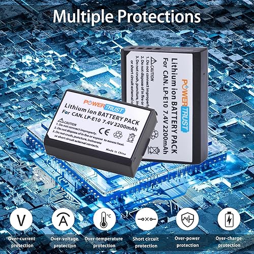 Miniatura 7 de Batería LP-E10 (paquete de 2) para Canon EOS Rebel T3, T5, T6, Kiss X50, Kiss X70, EOS 1100D, EOS 1200D, EOS 1300D