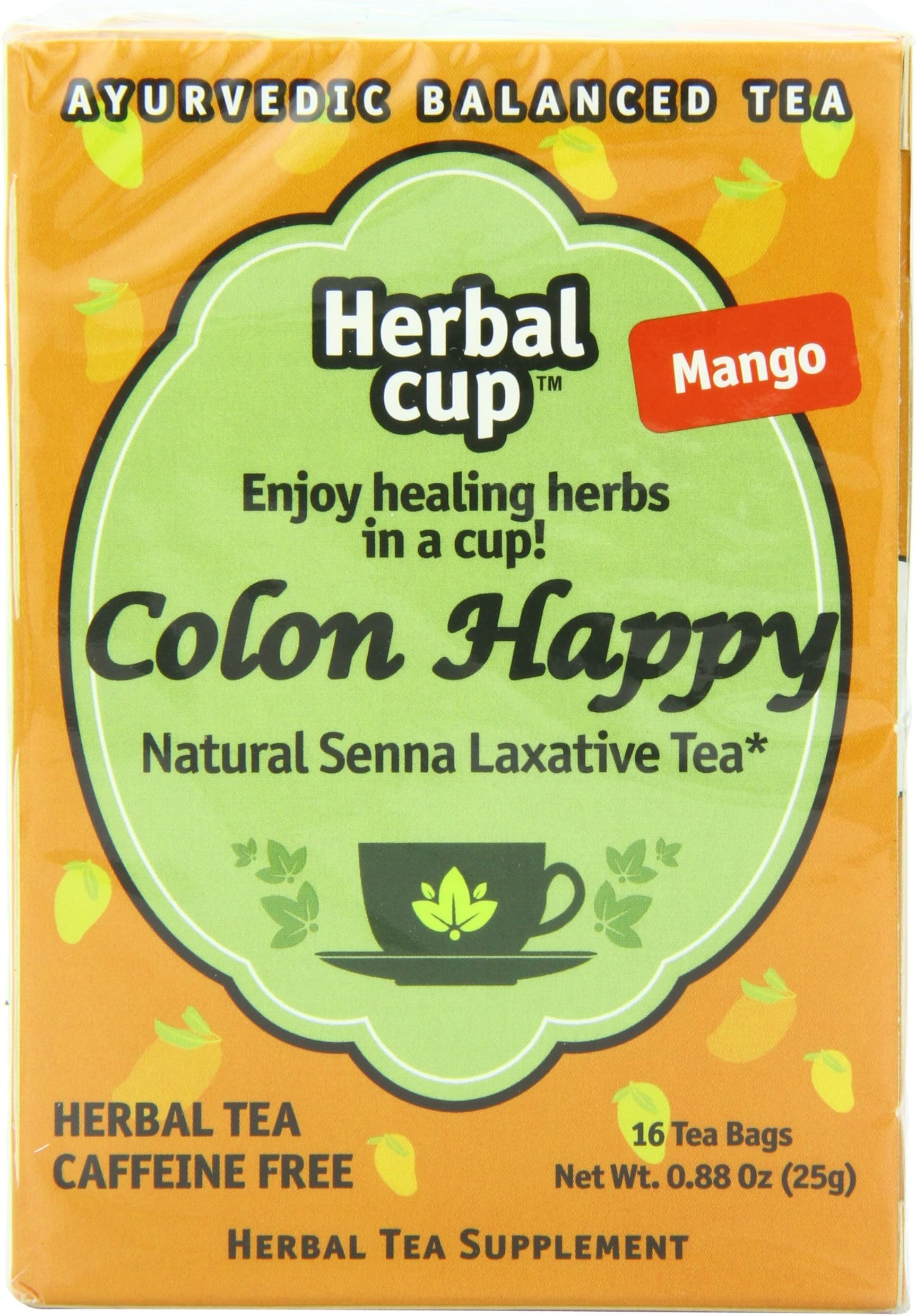 Herbal Cup Herbal Tea, Colon Happy Mango, 16 Tea Bags
