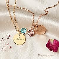Vista 3 de MignonandMignon Birthstone Name Necklace Personalized Jewelry for Women Neckace Gifts for Mom Gold Plated Pendant Charm, Custom Jewelry Grandma Gift