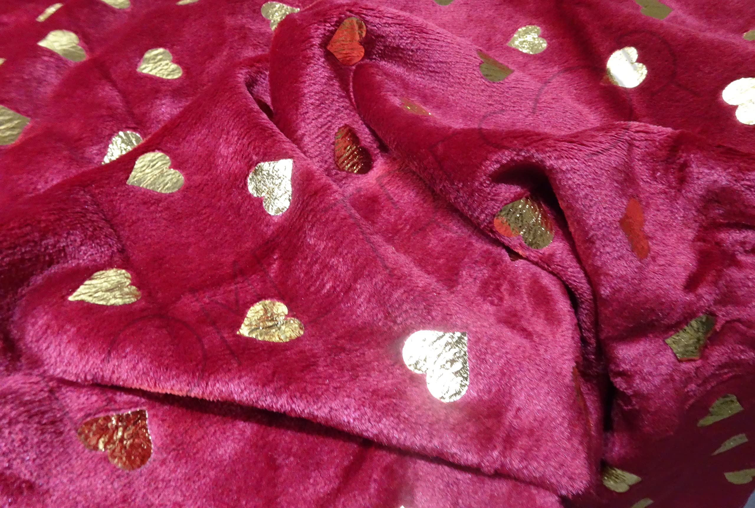 Coperta Singola Vellutata Microfibra 160x210 Cm - Beige Con Cuori Oro, Morbida E Calda