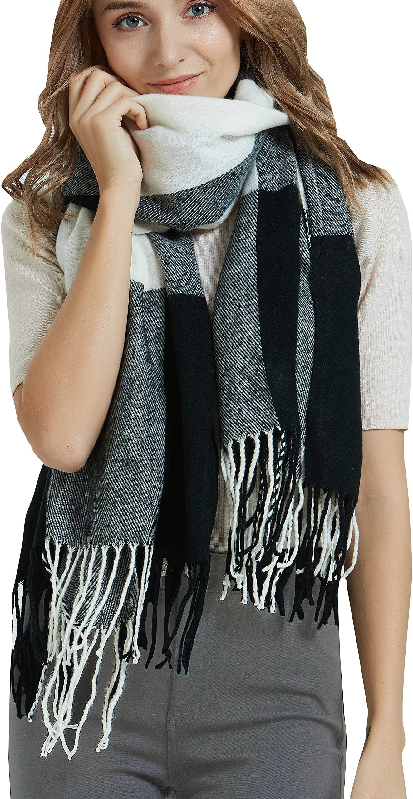 Women's Fashion Long Shawl Big Grid Winter Warm Lattice Large Scarf