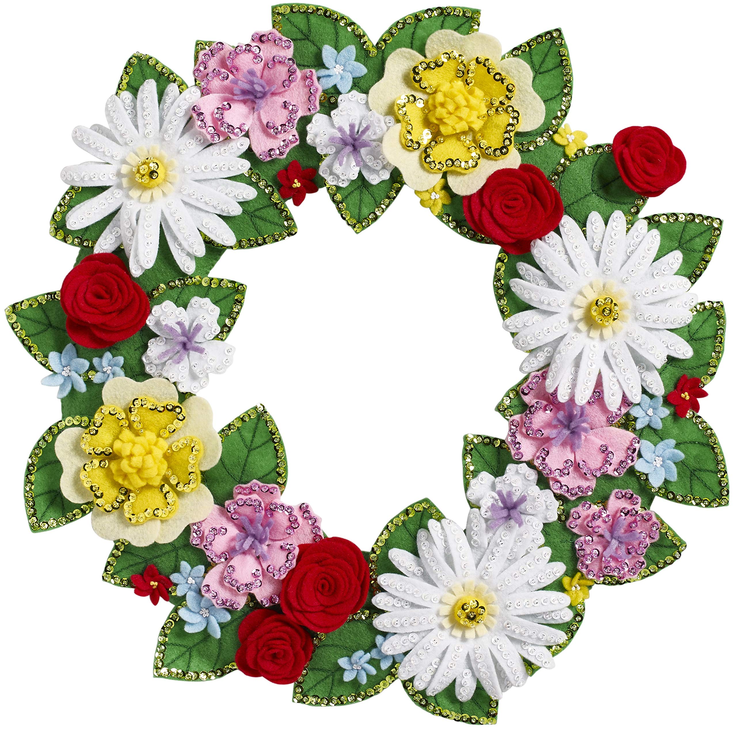 BucillaSpring, Felt Applique Wreath, 17" x 16"