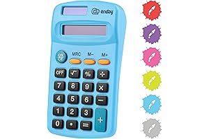 Enday Basic Calculator Blue - Four Function, Portable, Battery & Solar Powered,...