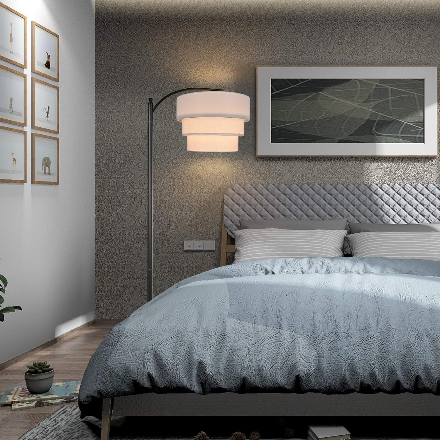 EDISLIVE 3-tier Drum Linen Lamp Shade for Pendant Lamp Floor Lamp Chandelier Replacement Shade Clip on Bulb Classic Round Lampshade Cover Only