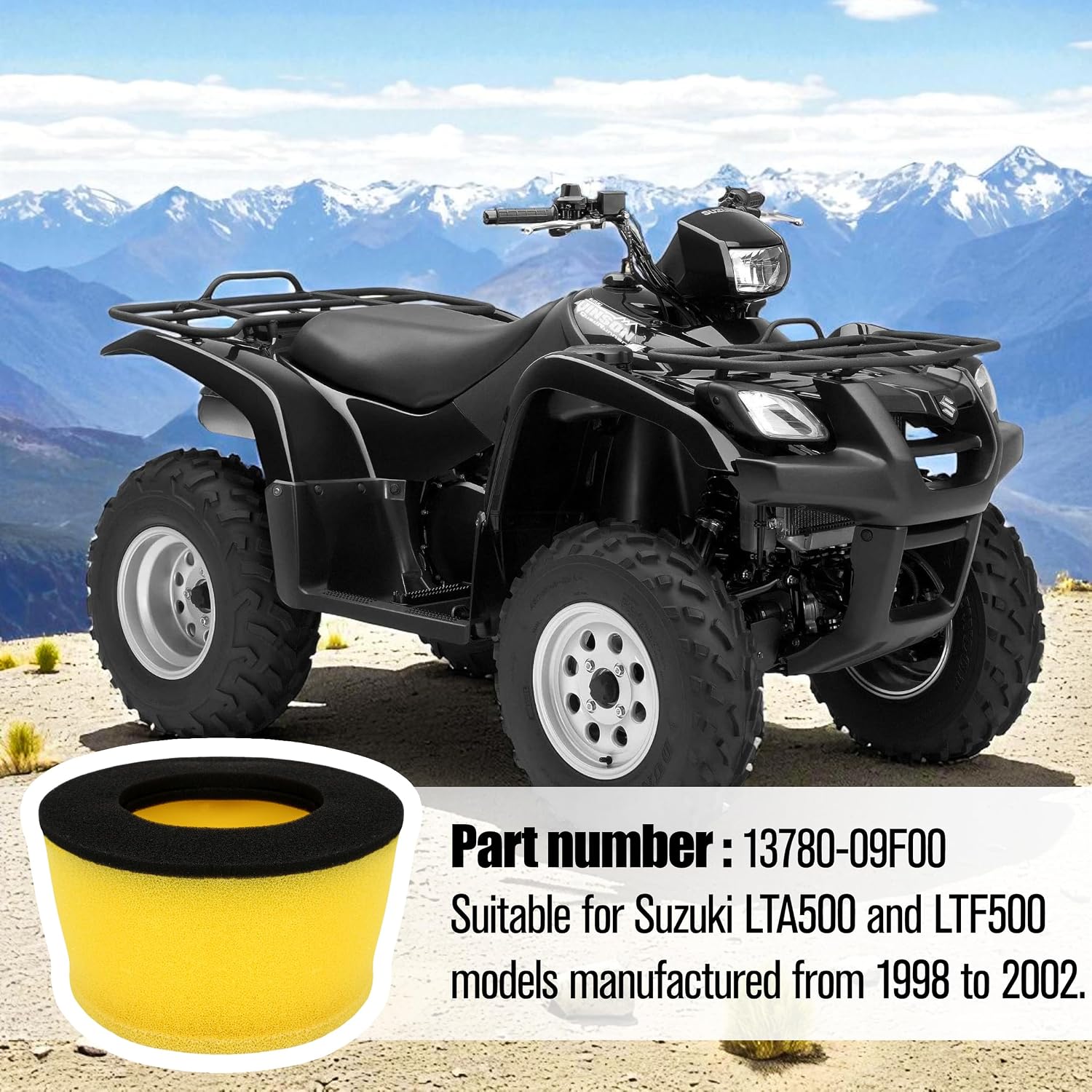 AIR FILTER 13780-09F00 1998-2002 LT-F 500 4x4 Quadrunner TJ-E 261 Accessoires Fit for ATV Suzuki LT LTF500 LTF500F 1998 1999 2000 2001 2002 Air Filter Parts For Suzuk