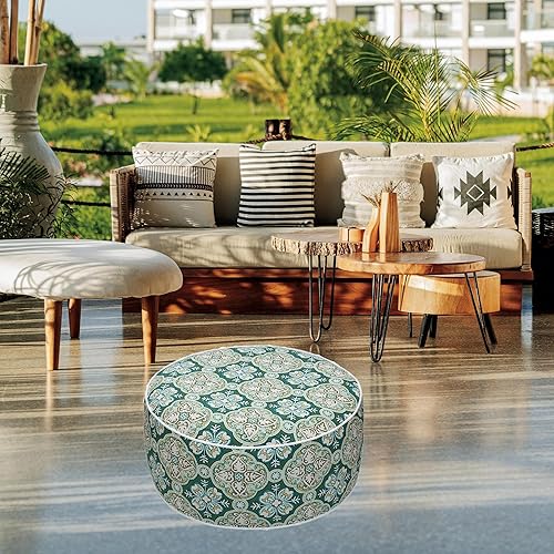 Miniatura 8 de FUNHOME Taburete inflable otomano con asa, asiento reposapiés para todo tipo de clima con bomba de pie D20 x 9, reposapiés repelente al agua para el