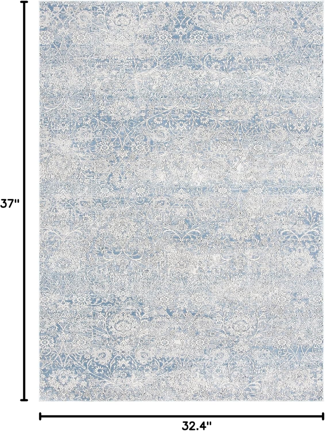 SAFAVIEH Alhambra Collection Area Rug - 2'7" x 3'1, Ivory & Blue, Vintage Distressed Design, Non-Shedding & Easy Care, Ideal for High Traffic Areas in Living Room, Bedroom (ALH617B)