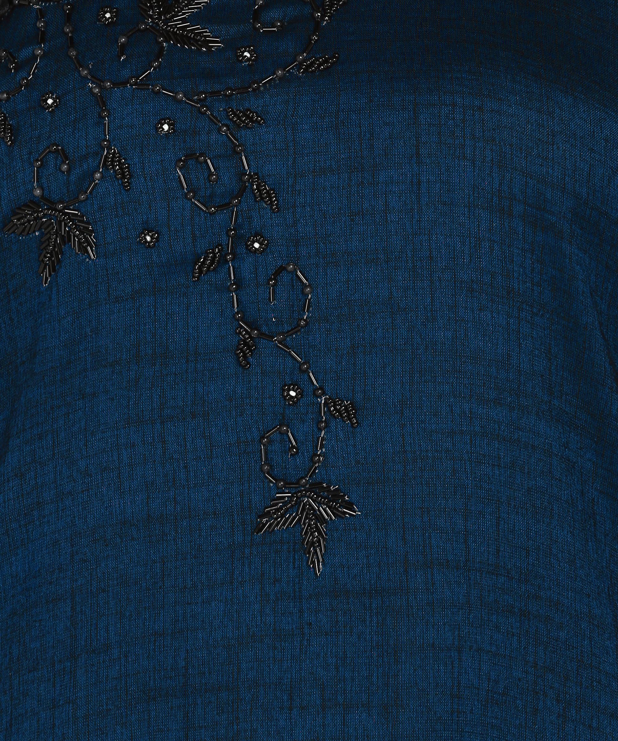 Premium Hand Embroidery Work On 2 Tone Double Tone Double Colour Rayon Fabric for Festival Party Special Occasions (X-Large, Blue) 3