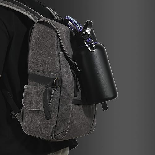 Miniatura 5 de Asa de cuerda de paracaídas para botella Hydro Flask 2.0 de boca ancha estándar con anillo y mosquetón (12, 16, 18, 20, 32, 40 y 64 onzas)