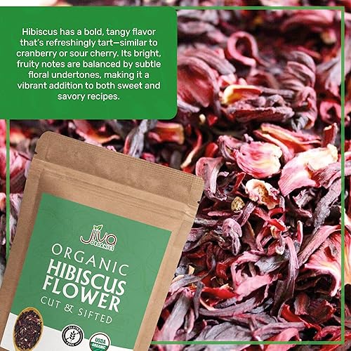 Miniatura 5 de Flores orgánicas de hibisco de 1 libra a granel, 100% puras, cortadas y tamizadas, sin gluten, sin OMG, no irradiadas, sin cafeína, perfectas para