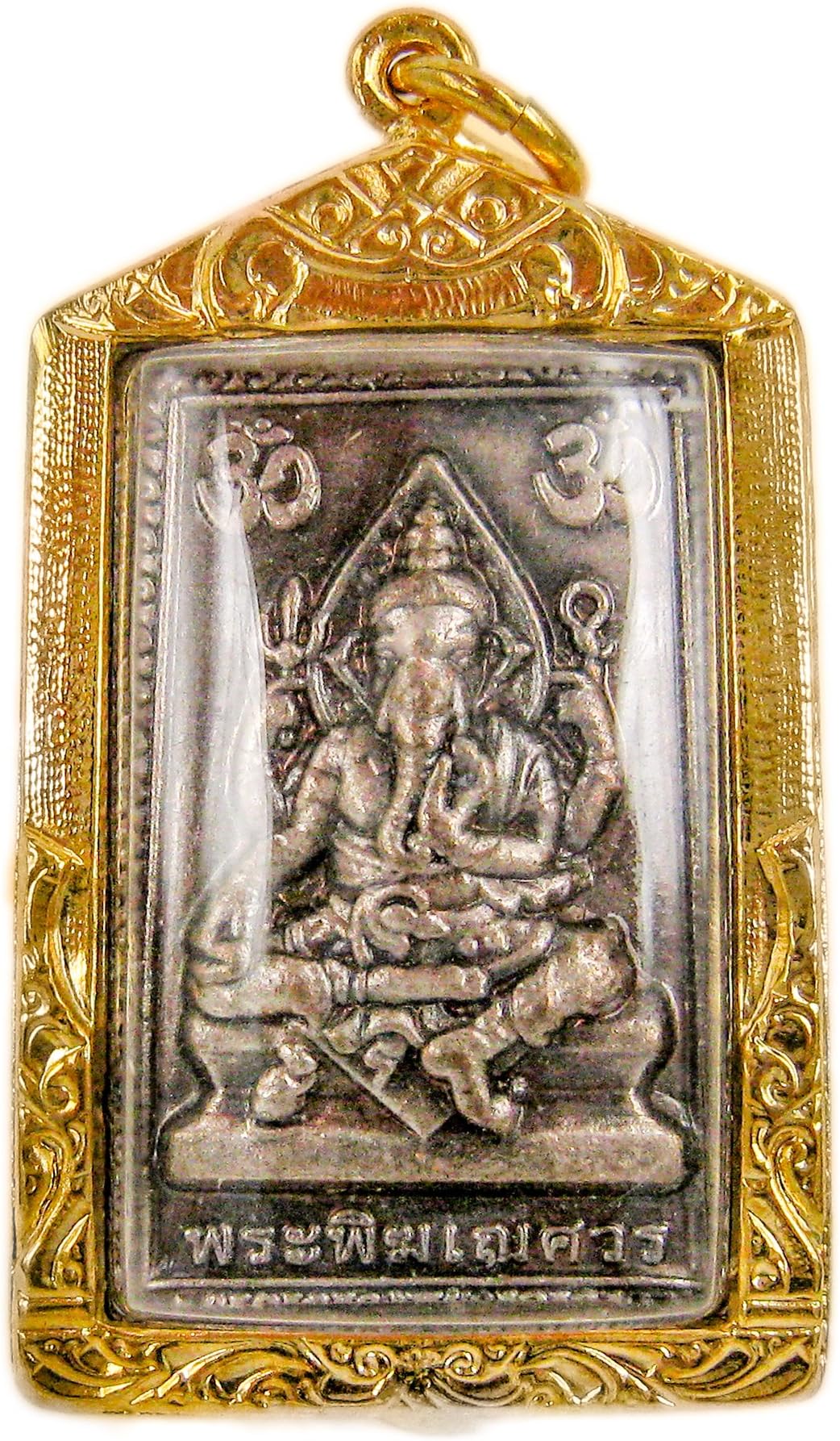 Ganesha Elephant God Back Vishnu Shiva Hindu Statue Pendant Holy Amulet Gold Plated GBH01
