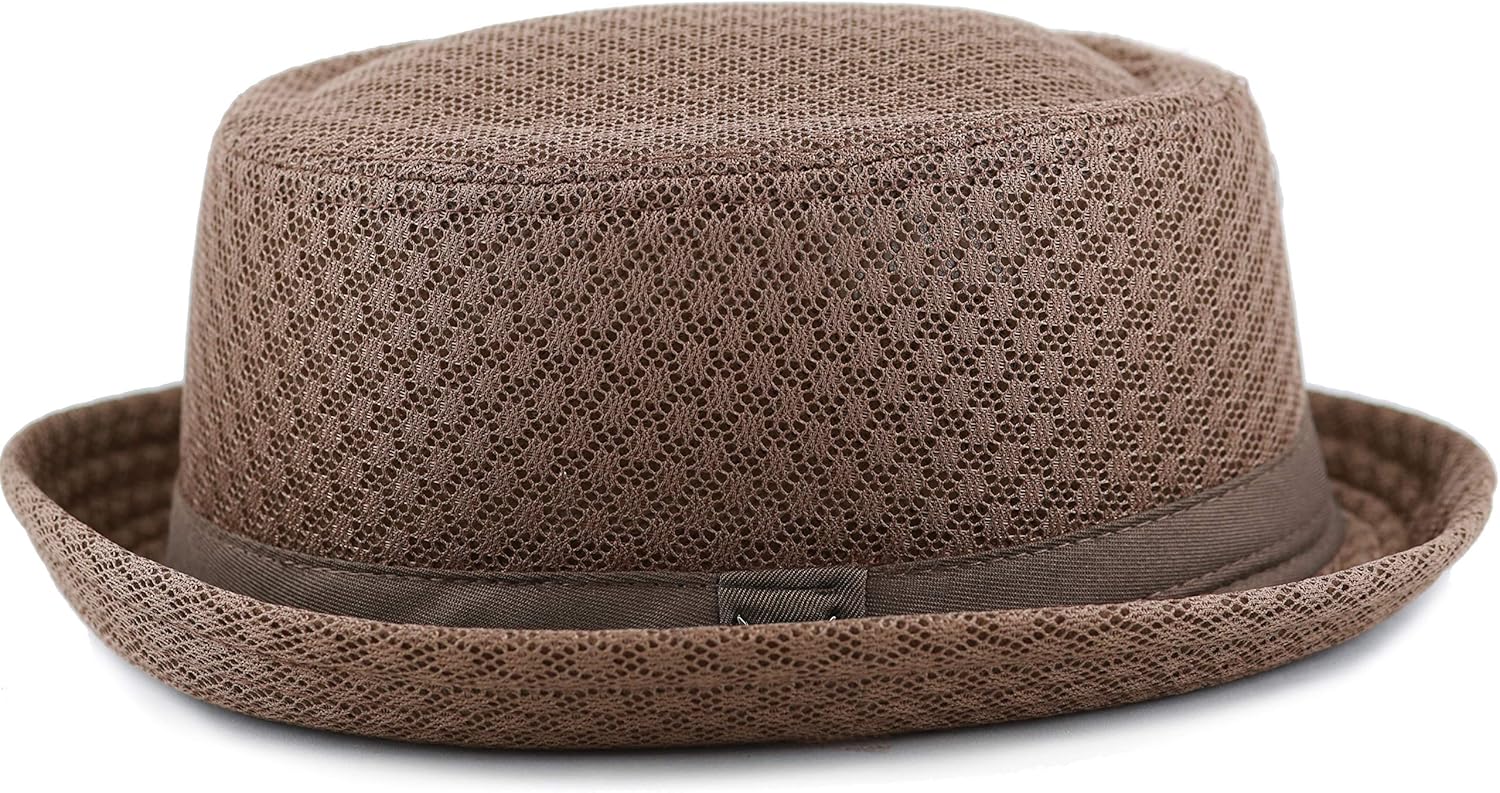The Hat Depot Unisex Light Weight Classic Soft Cool Mesh Pork Pie hat at  Men’s Clothing store