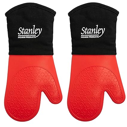 Stanley Home Products Silicone Oven Glove ? Hand & Arm Protection ? Hottest Plates, Pans & Dishes ? Heat Protection Barbecue Mitt ? Insulated Interior for Comfort (2)