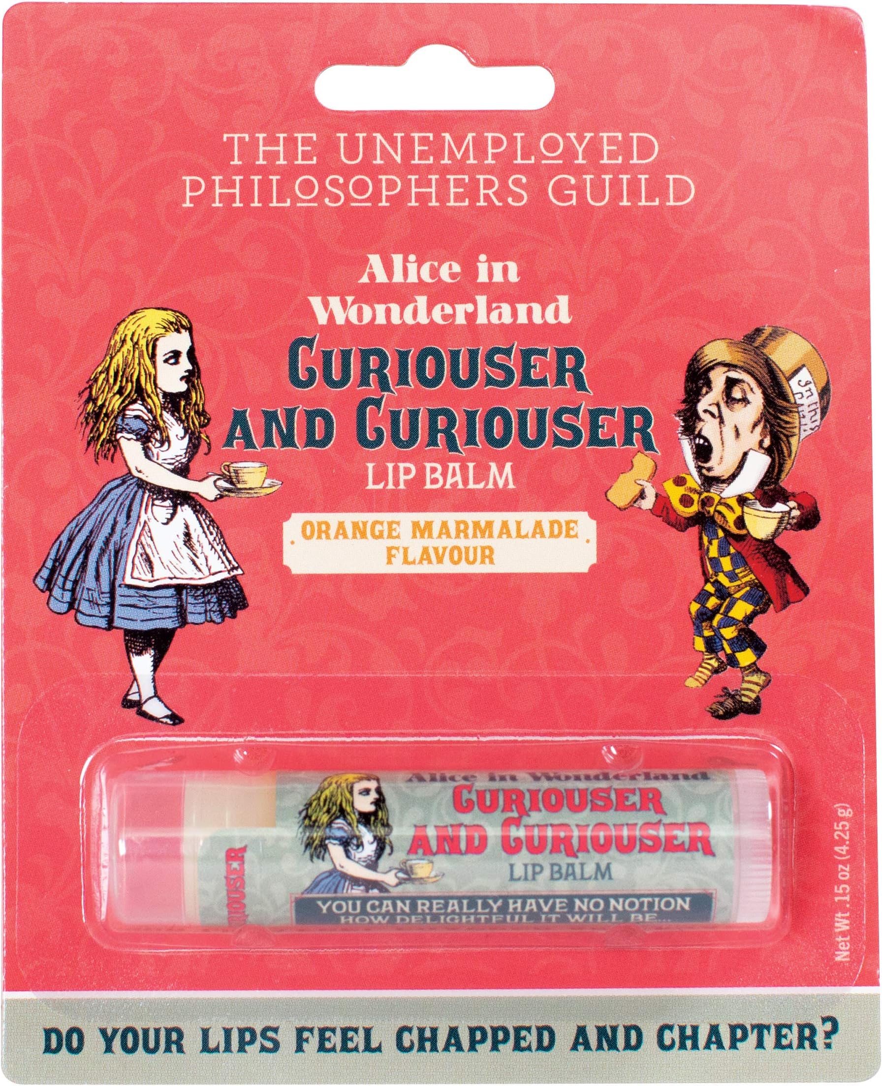 The Unemployed Philosophers Guild Alice in Wonderland Curioser and Curioser Lip Balm Tube, Orange Marmalade Flavored - Cruelty-Free and Made in USA with Natural and Imported Ingredients