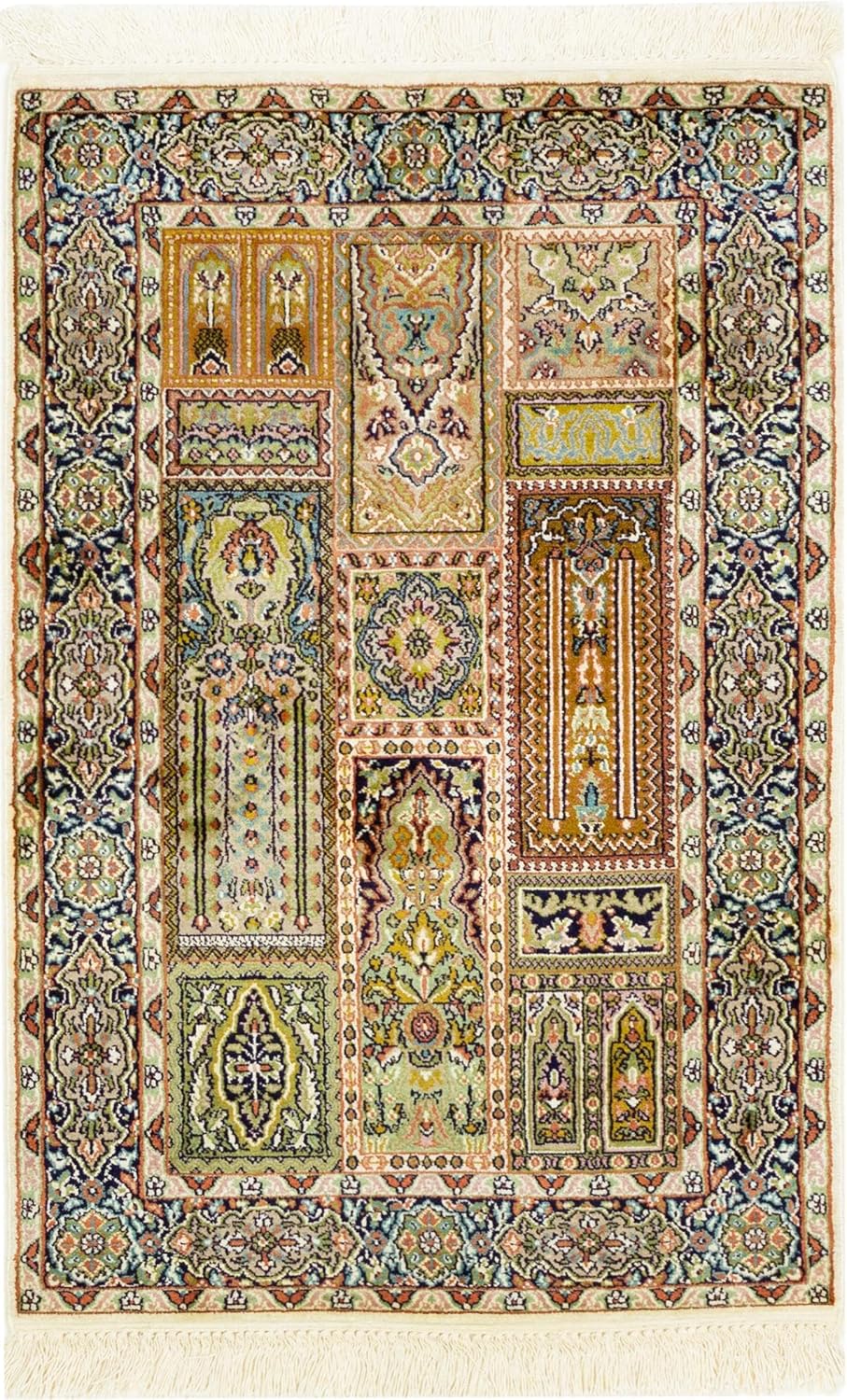 Top-Angebot: Indian Indian Hand Knotted Cashmere Silk Oriental Rug 60 x 90 cm | Handgeknüpfter Orientteppich | Wien Österreich