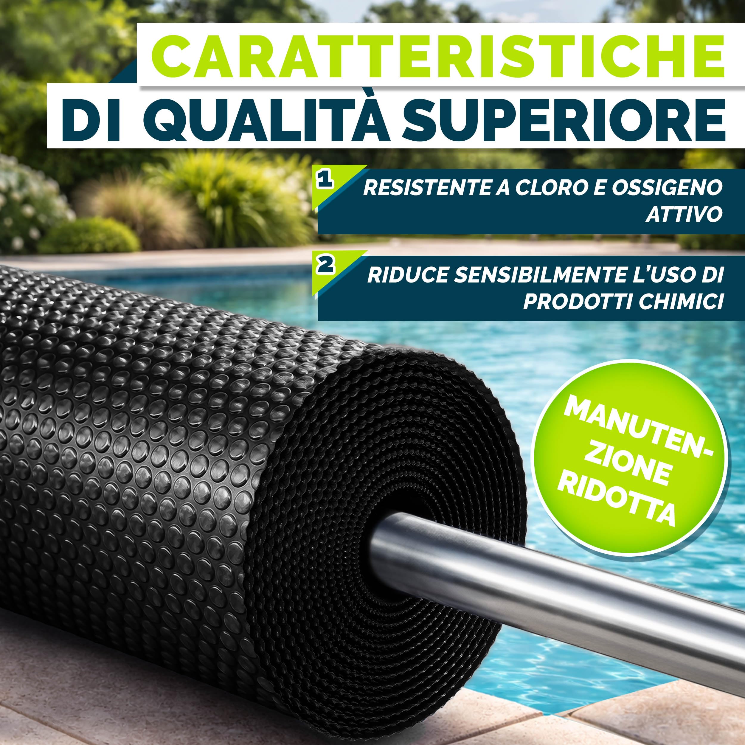 tillvex® Telone solare per piscina di alta qualità, 400 µm, rettangolare, 450 x 220 cm, ritagliabile | Telo di copertura solare per piscina per riscaldare l'acqua della piscina, telo termico per piscina