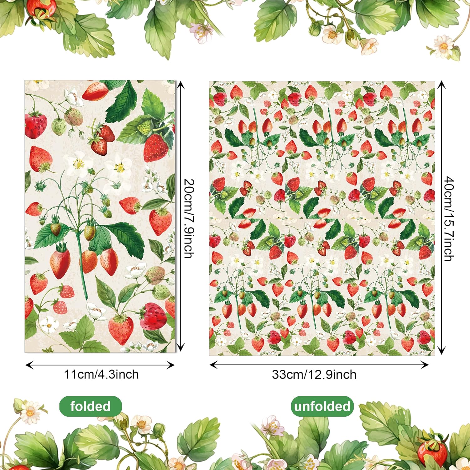 Strawberry Napkins Strawberry Paper Napkins Strawberry Cocktail Napkins for Party 2-Ply 40 Count - Image 6