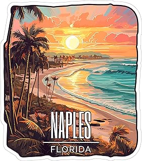 Naples Florida Sticker 4 Inch City Travel Souvenir Destination - Waterproof Vinyl Decal for Laptop Water Bottle Car Tumbler - Durable Aesthetic Long-Lasting Stickers for Adults ID44990