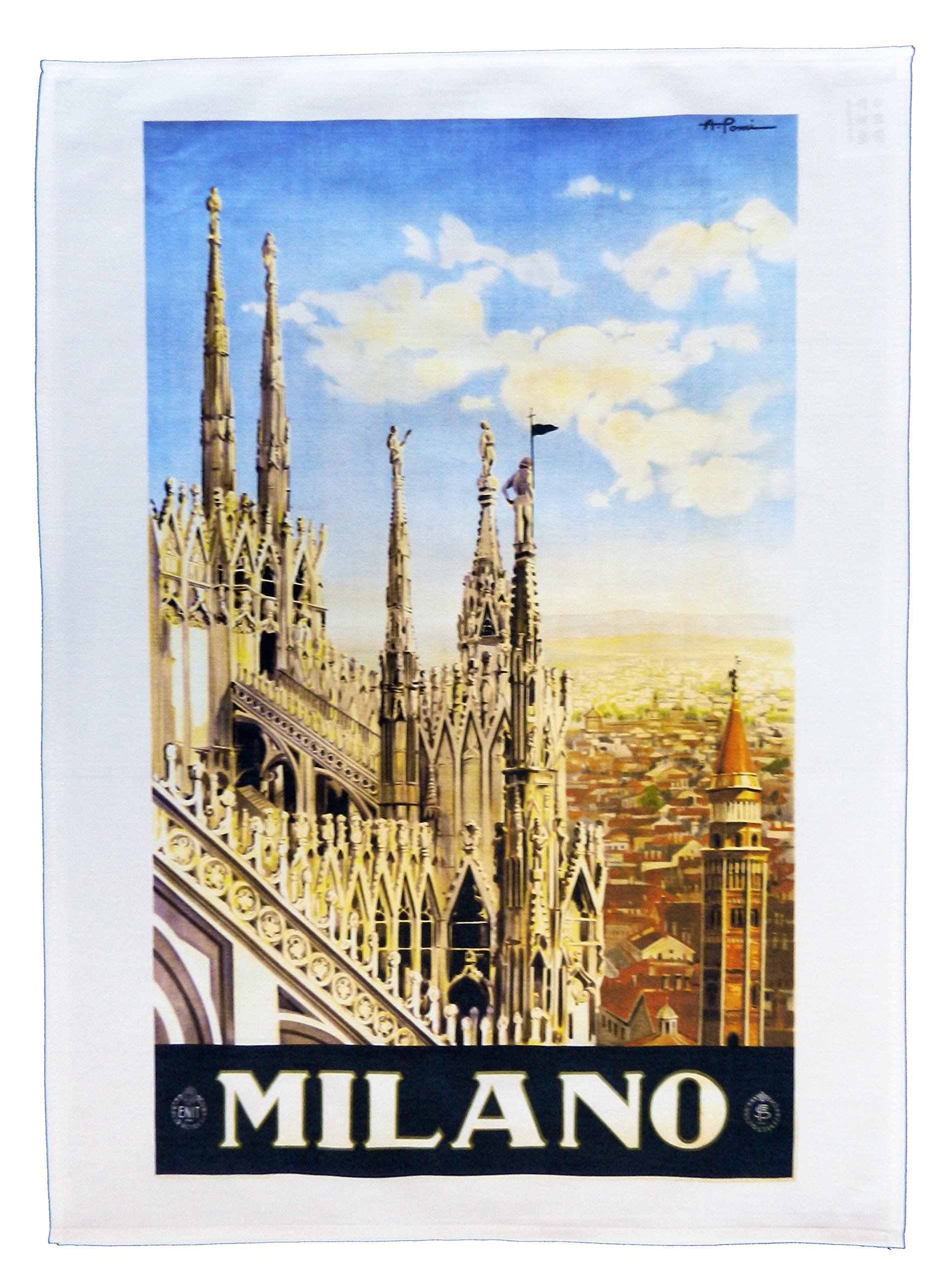 Half A Donkey Milano - Retro Style Travel Poster Large Cotton Tea Towel