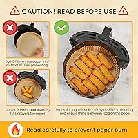 Vista 8 de Forros para freidora de aire para Ninja, 125 forros de papel desechables redondos para freidora de aire, antiadherentes y a prueba de aceite