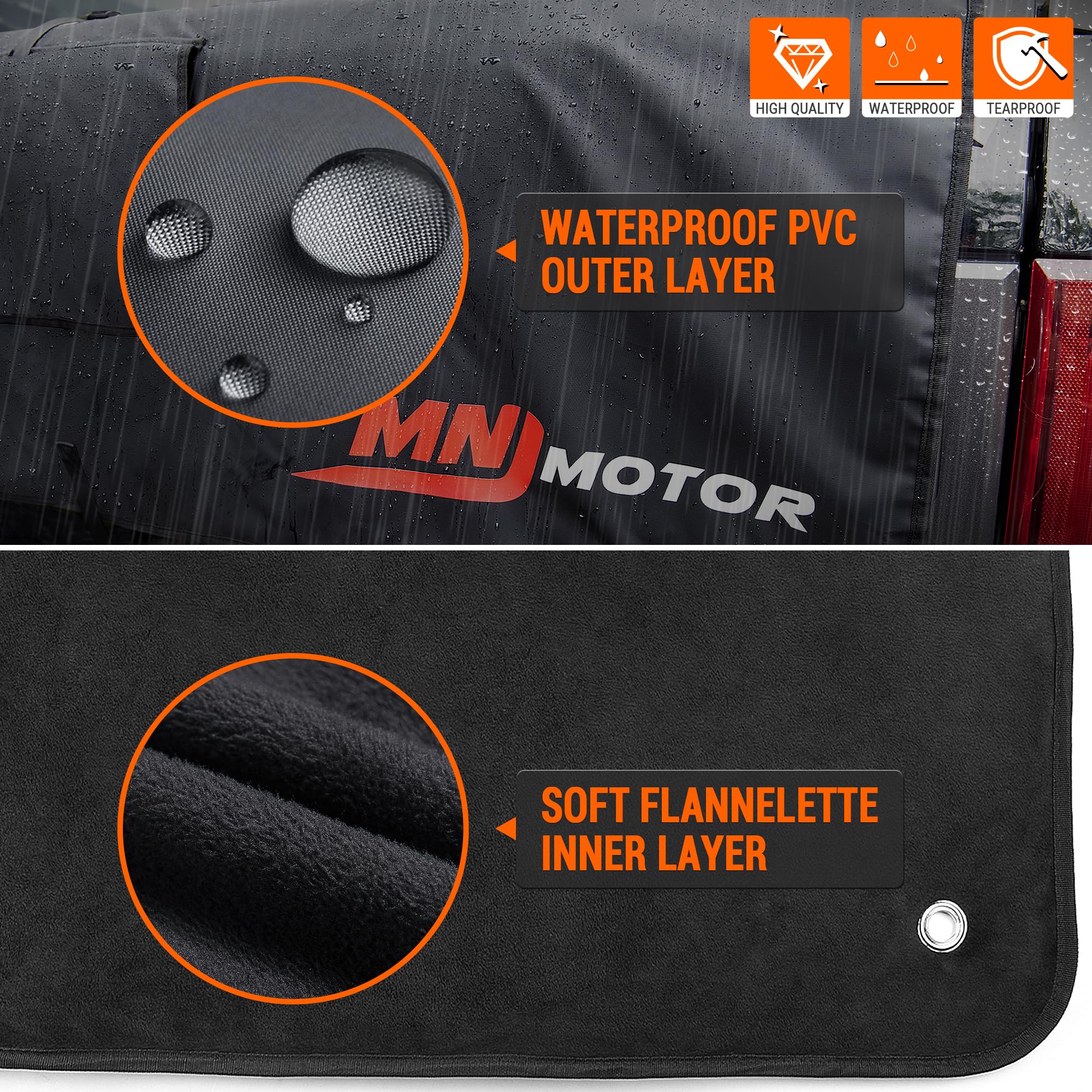 MNJ Motor Upgrade Curve Tailgate Pad for Mountain Bikes,Truck Tailgate Bicycle Protection Mat with Arc Concave Slots Bike Frame Straps Tool Pocket fit for Most Truck Carries Up to 6 Bikes