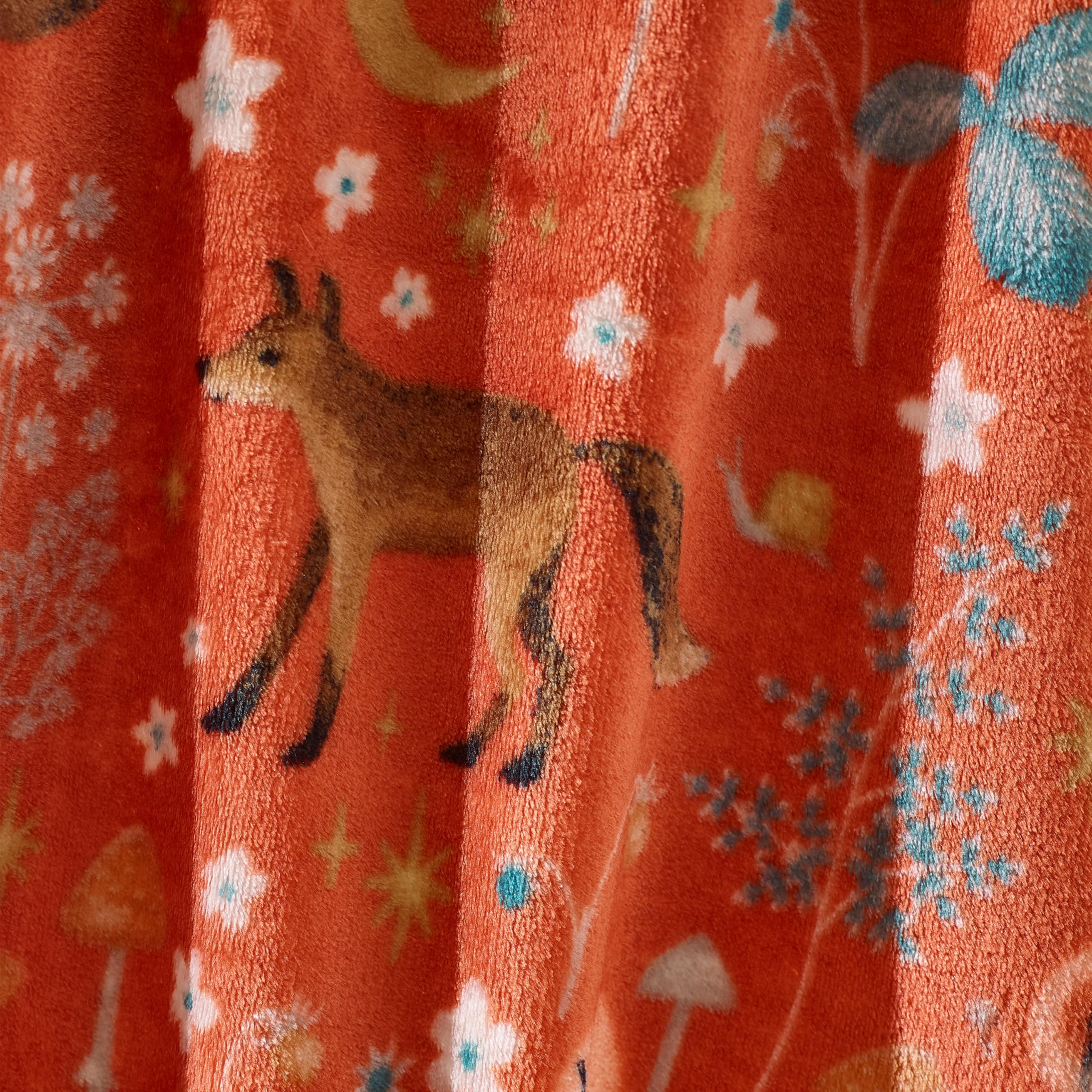 Catherine Lansfield Enchanted Twilight Animals Cosy Fleece 130x170cm Blanket Throw Burnt Orange - Image 2