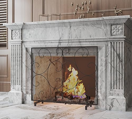 Miniatura 2 de Kingson Cubierta decorativa para chimenea de un solo panel, hecha a mano, malla de metal duradera, resistente al calor, malla de protección contra