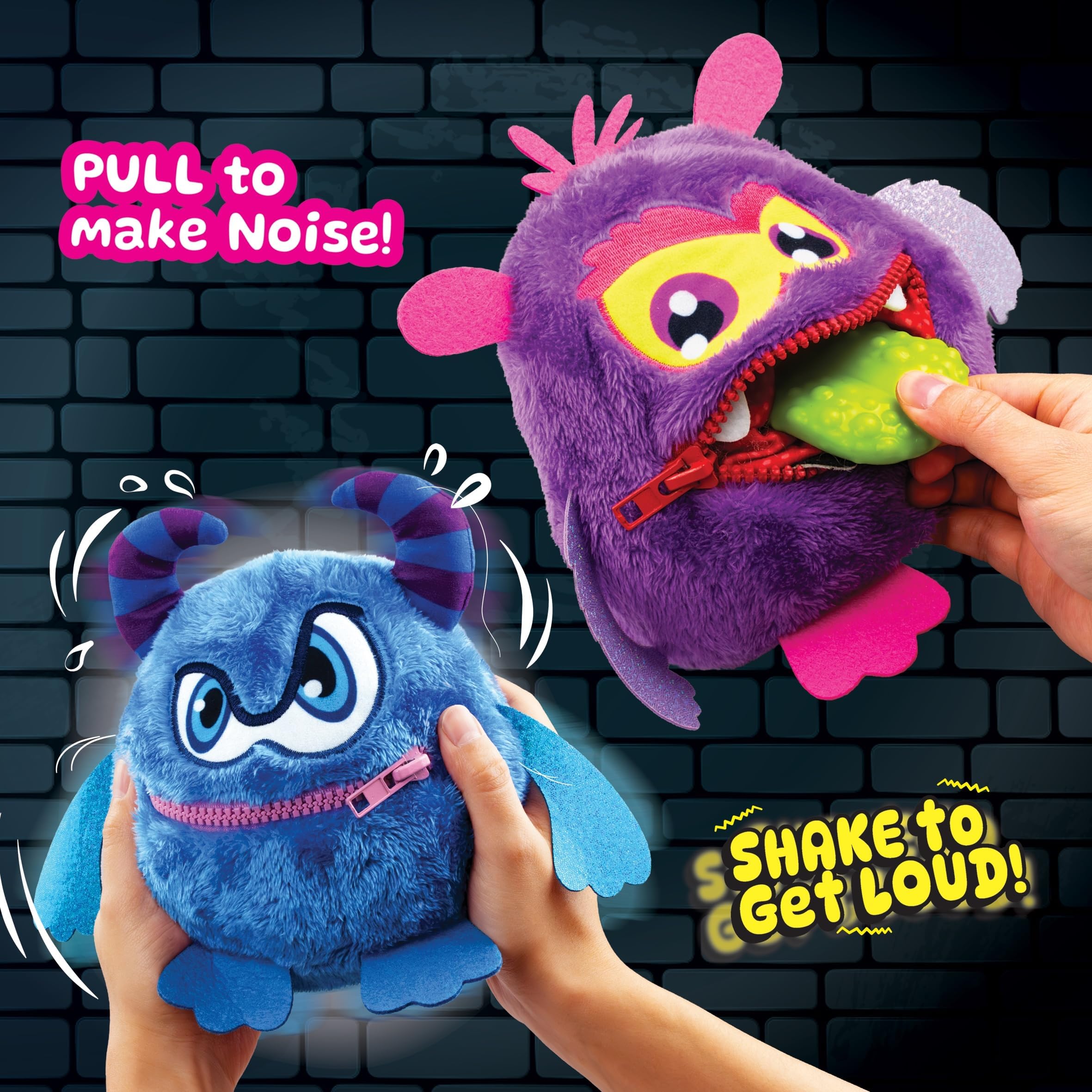 SilverLit Noisy Monz - Mostro interattivo di peluche con suoni e bocca con